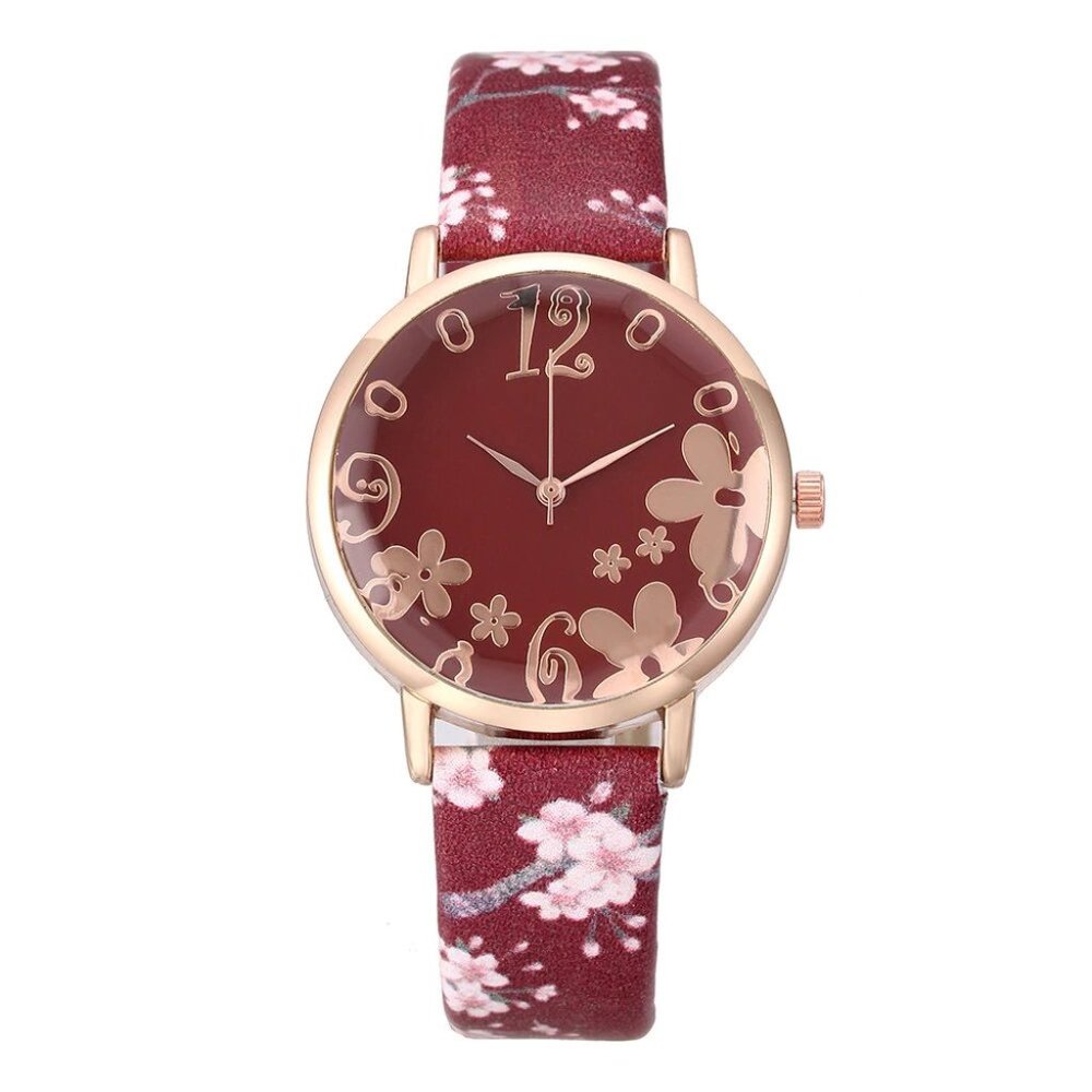 Girls Watch Women New Fashion Embossed Flowers